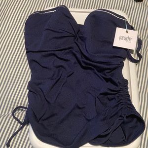 Panache Tankini, Blue with white scalloped detail